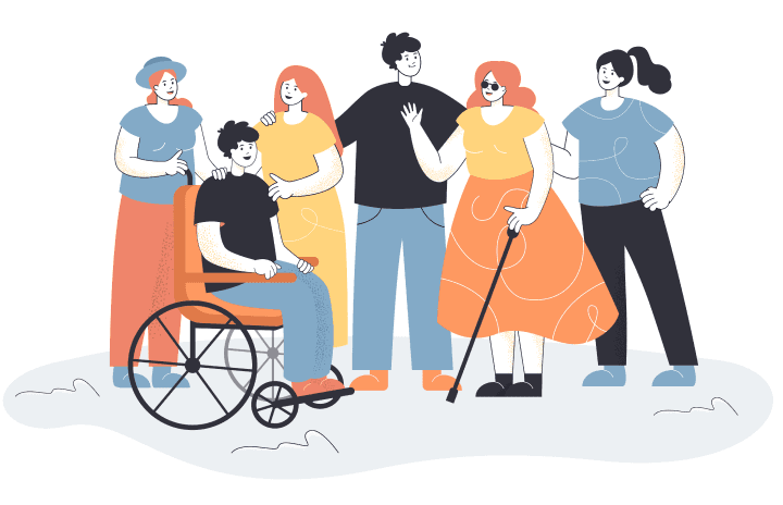 Hommes et femmes accueillant des personnes en situation de handicap